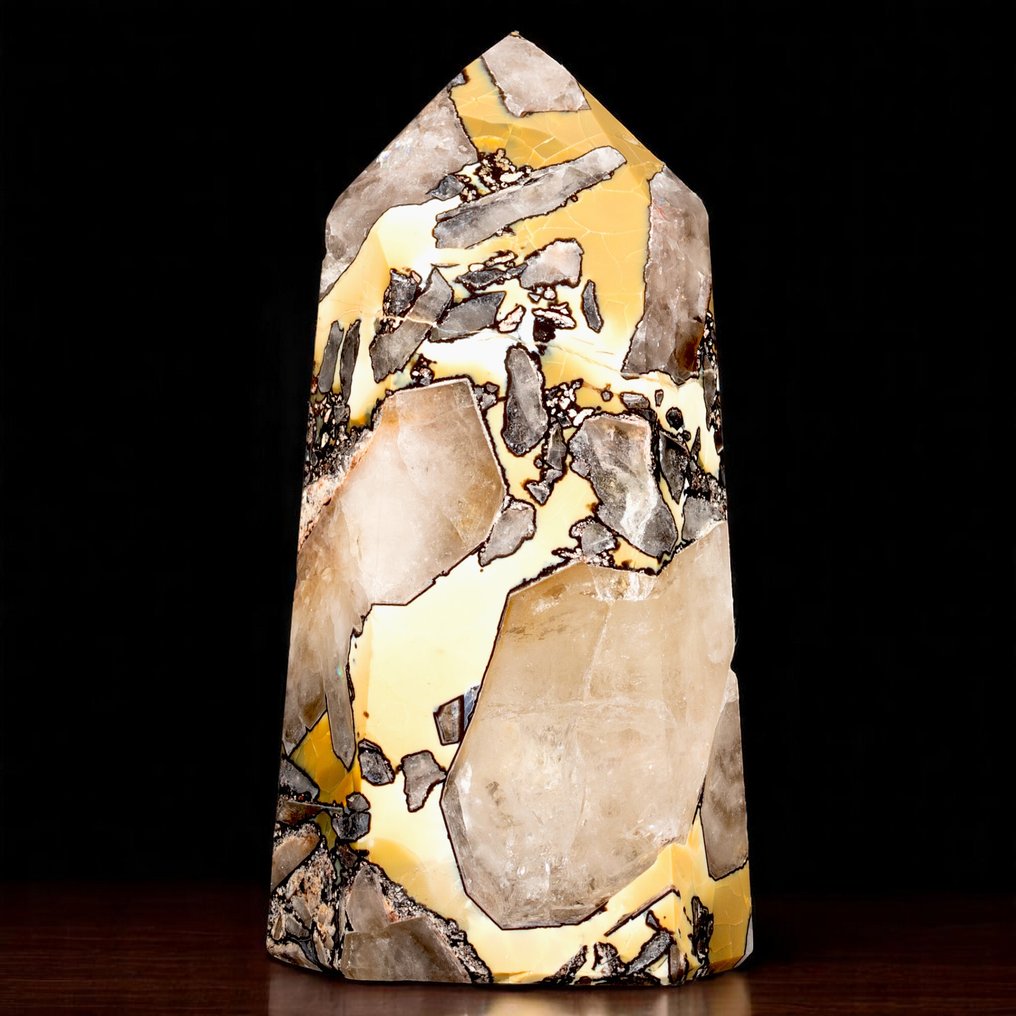 Special quartz point with natural yellow inclusions - Height: 125 mm - Width: 65 mm- 522 g #1.0