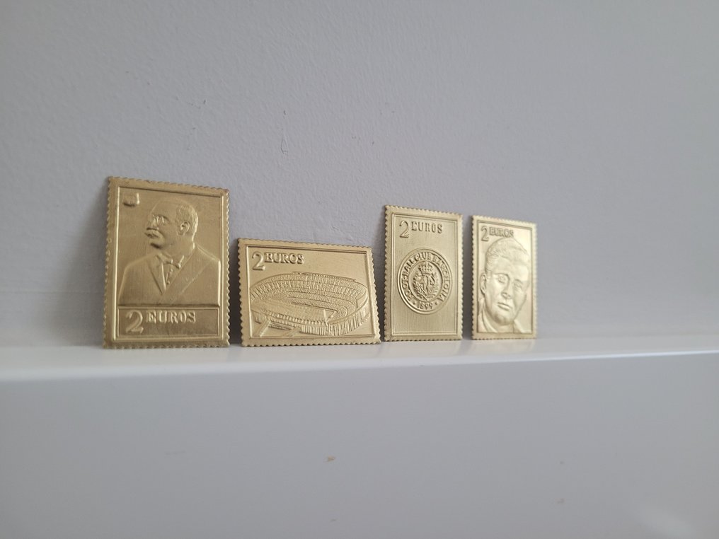 4 24k Gold Seals of the Centenary F.C. Barcelona: GAMPER, KUBALA, CAMP NOU Stadium, and Shield 1899 #1.0