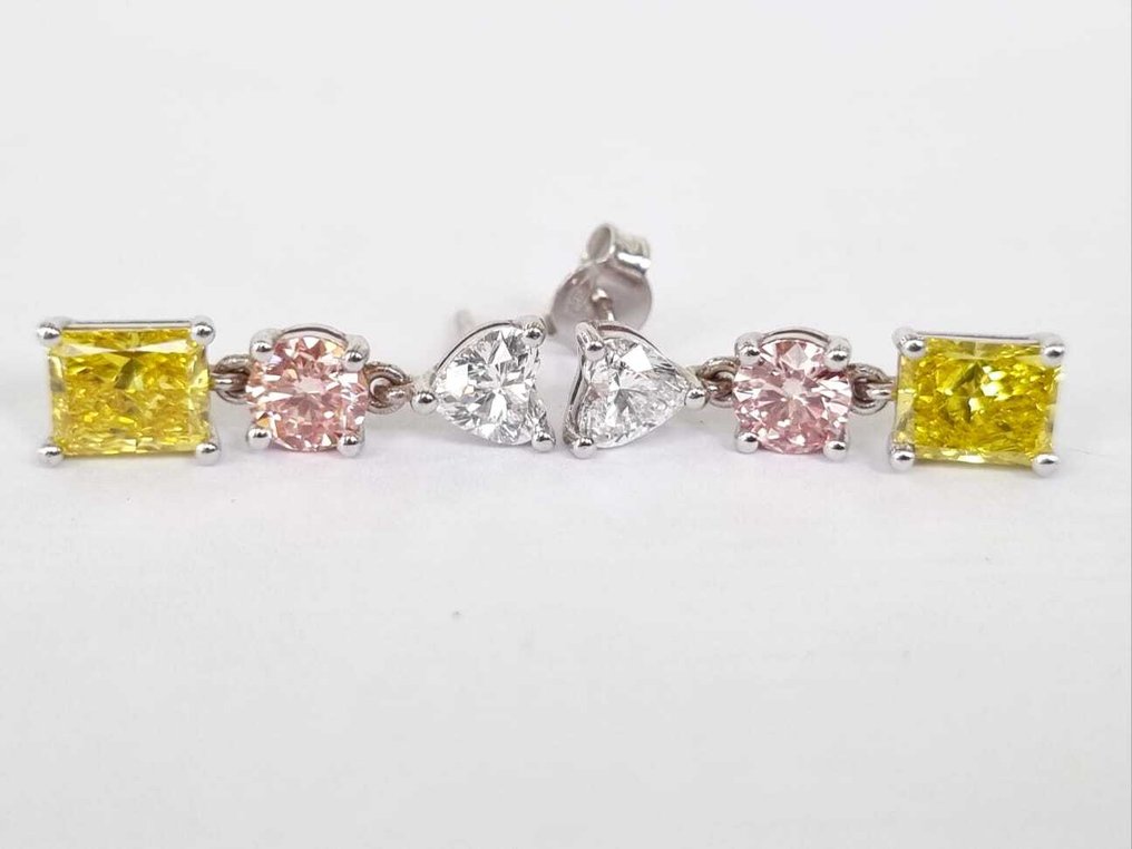 χωρίς τιμή ασφαλείας - Κρεμαστά σκουλαρίκια - 14 καράτια Λευκός χρυσός - 4.77ct. tw. Διαμάντι (Εργαστηριακής καλλιέργειας) - Διαμάντι #2.1