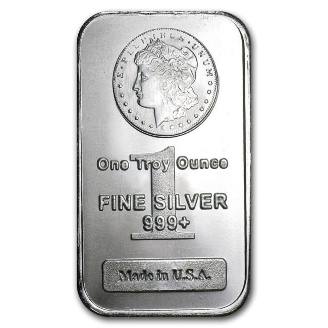1 Troy Ounce - Argento .999 - 1 oz Morgan Dollar 999 Fine Silver Bar Circulated  (Senza Prezzo di Riserva) #2.1