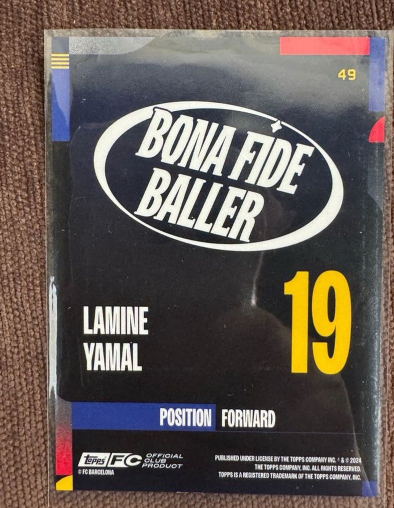 2024 Lamine Yamal #49 Bona Fide Baller 01/25 - 1 Card - 八成新 (NM) #2.1