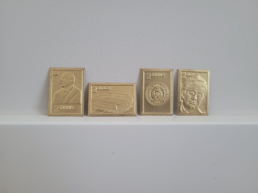 4 24k Gold Seals of the Centenary F.C. Barcelona: GAMPER, KUBALA, CAMP NOU Stadium, and Shield 1899 #1.0