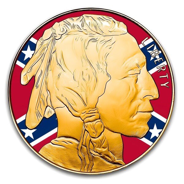 Statele Unite. Silver medal 2023 1 oz American Silver Buffalo Civil War 24k Gold Gilded Colorized Silver Coin #1.0