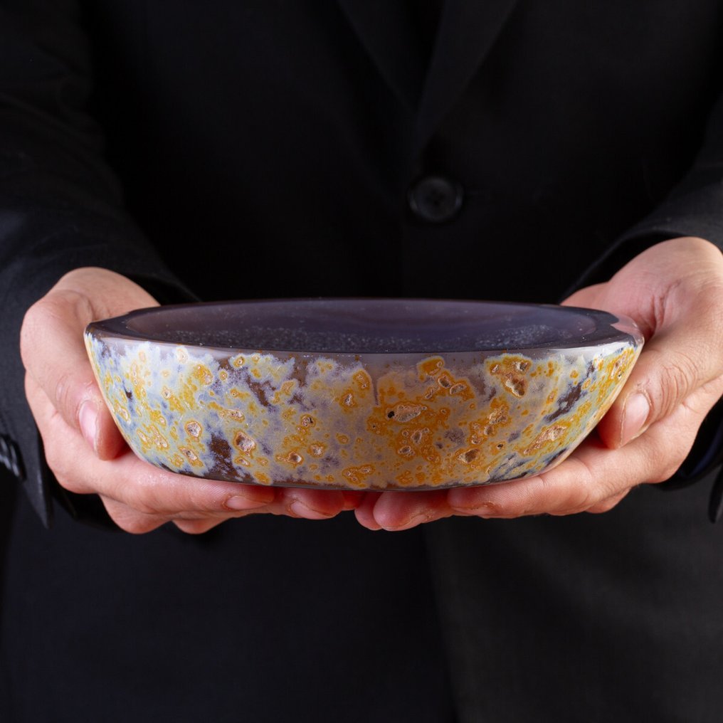 Natural Agate Geode - Ashtray Agate Geode Ashtray: A Touch of Elegance - Height: 165 mm - Width: 155 mm- 1271 g - (1) #3.2