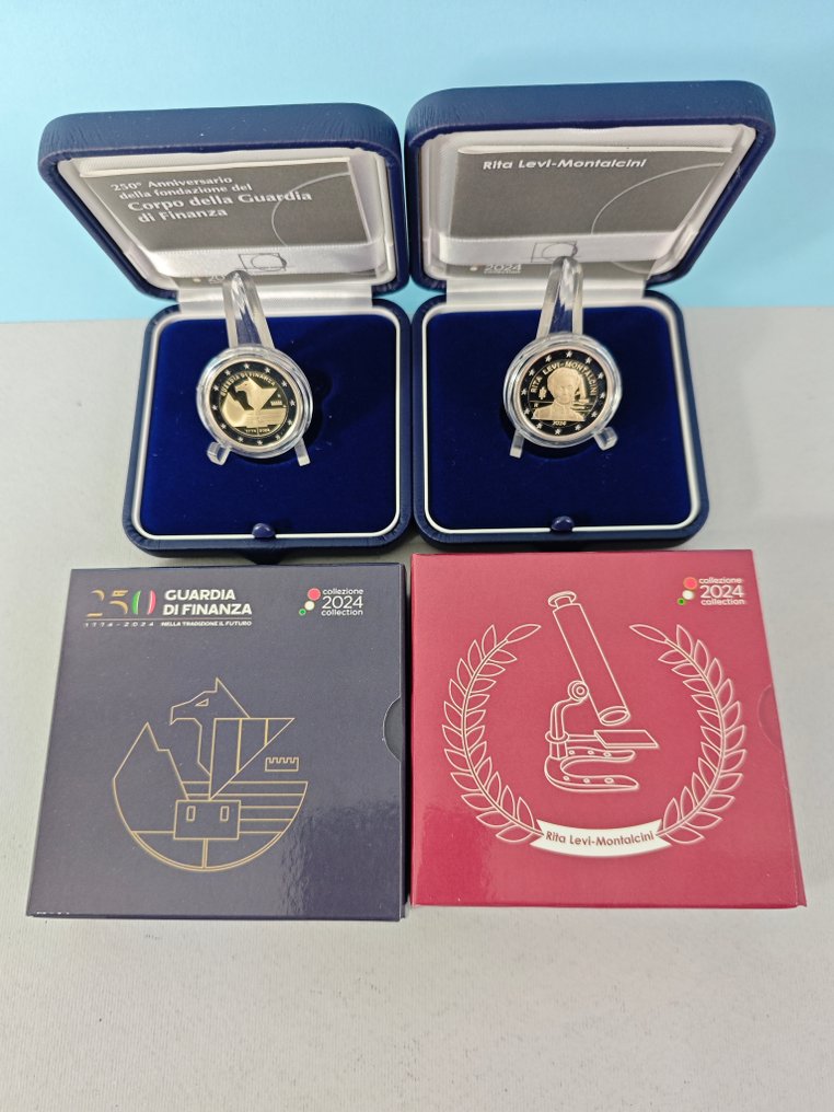 Ιταλία. 2 Euro 2024 "Guardia di Finanza" + "Montalcini" (2 monete) Proof  (χωρίς τιμή ασφαλείας) #1.0