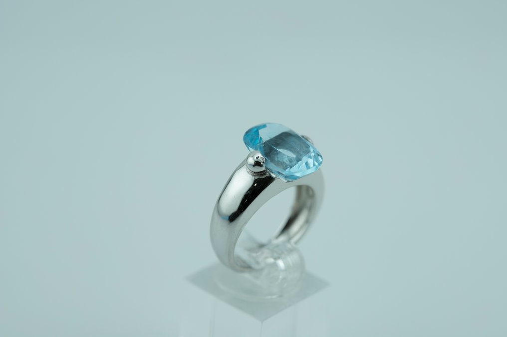 戒指 - 18 克拉 白金 黃玉 #3.2