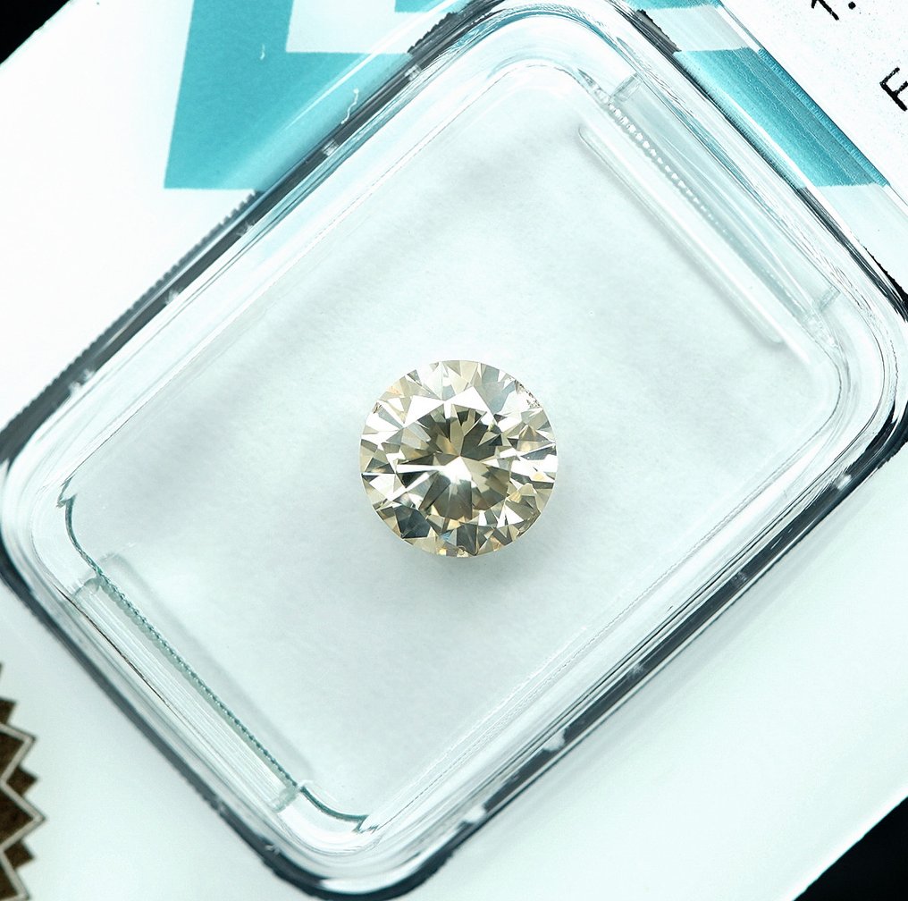 1 pcs Gyémánt (Természetes színű) - 1.12 ct - Kerek - Fancy light Barnás Sárga - SI2 - Nemzetközi Gemmológiai Intézet (IGI) #3.2