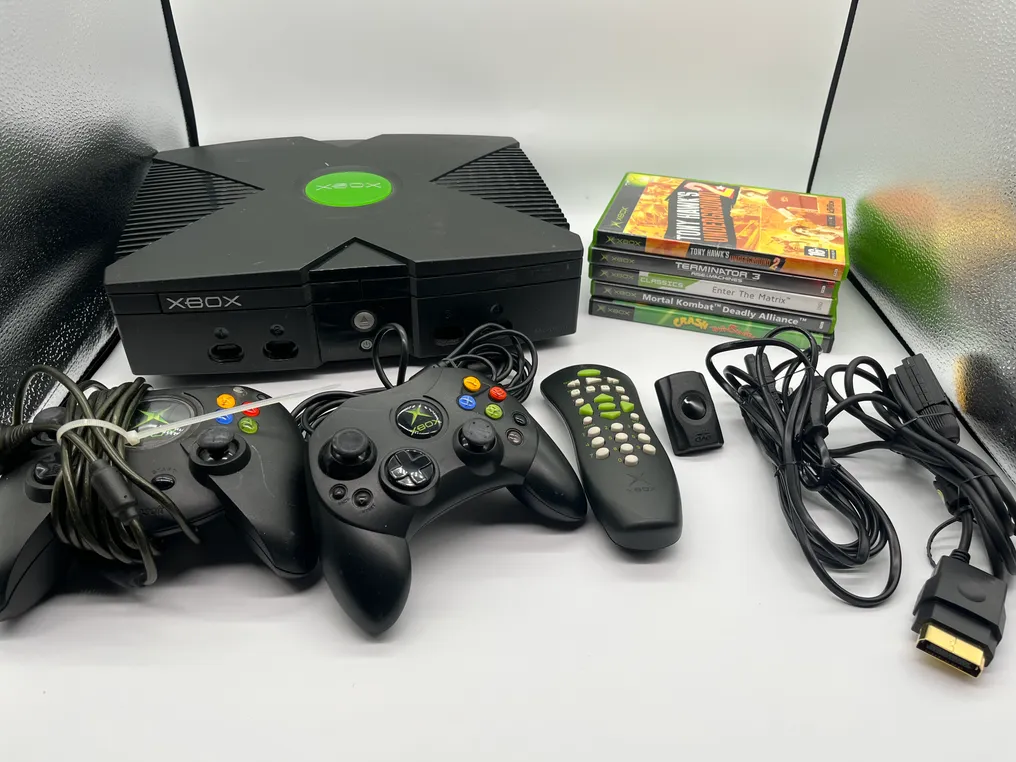Microsoft - Xbox original - OG Xbox With Original Duke Controller - 2 Controllers - 5 Games - DVD remote Kit - Console per videogiochi + giochi #2.1