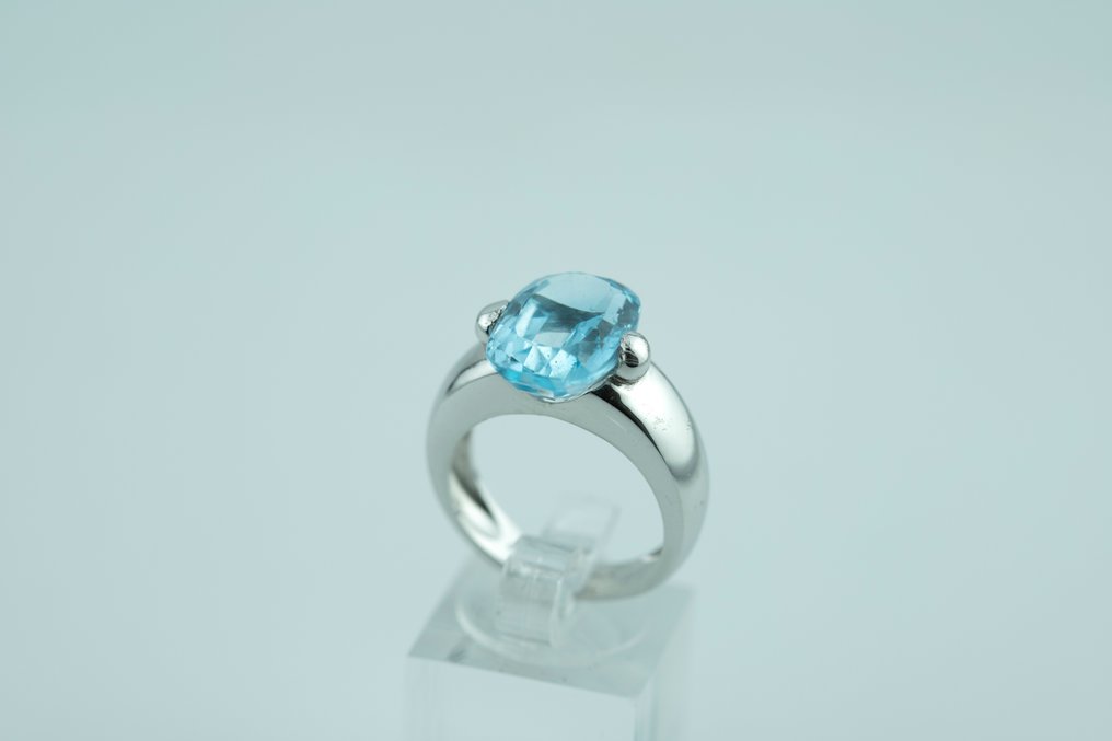 戒指 - 18 克拉 白金 黃玉 #2.1