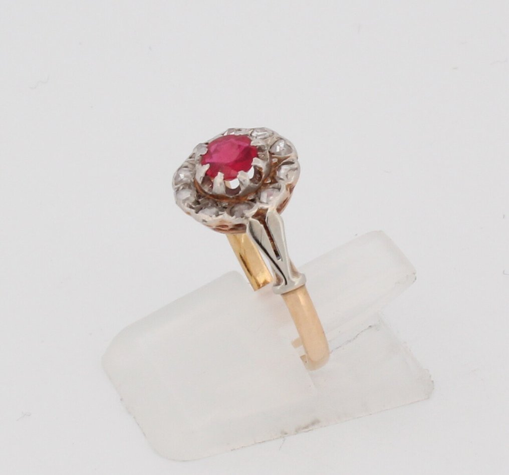 Sans prix de réserve - Bague - 18 carats Or jaune Rubis - Diamant #4.3