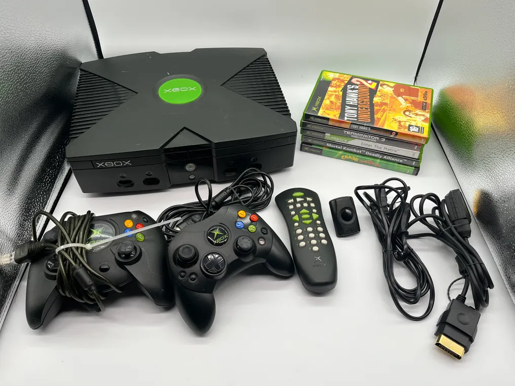Microsoft - Xbox original - OG Xbox With Original Duke Controller - 2 Controllers - 5 Games - DVD remote Kit - Console per videogiochi + giochi #1.0