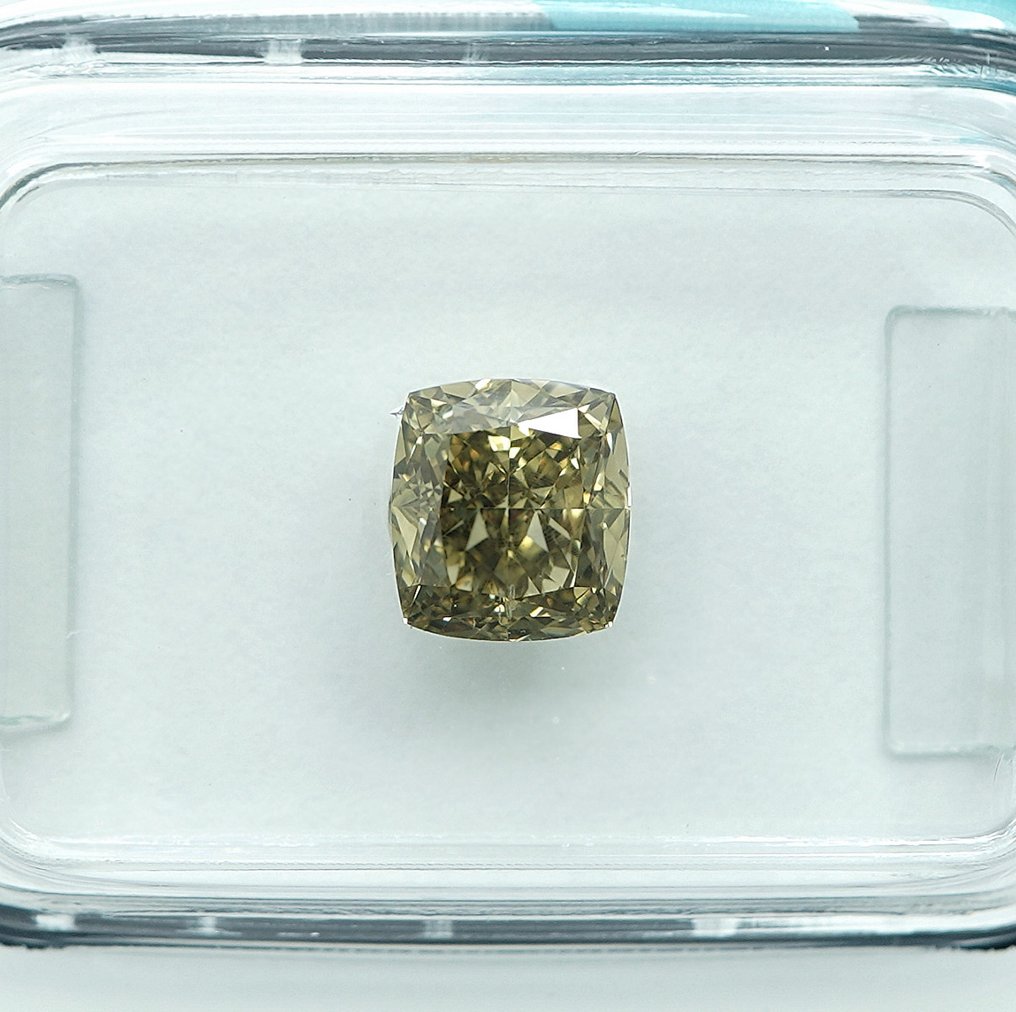1 pcs Diamond  (Natural coloured)  - 1.05 ct - Cushion - Fancy Greyish Yellow - VS2 - International Gemological Institute (IGI) #3.2