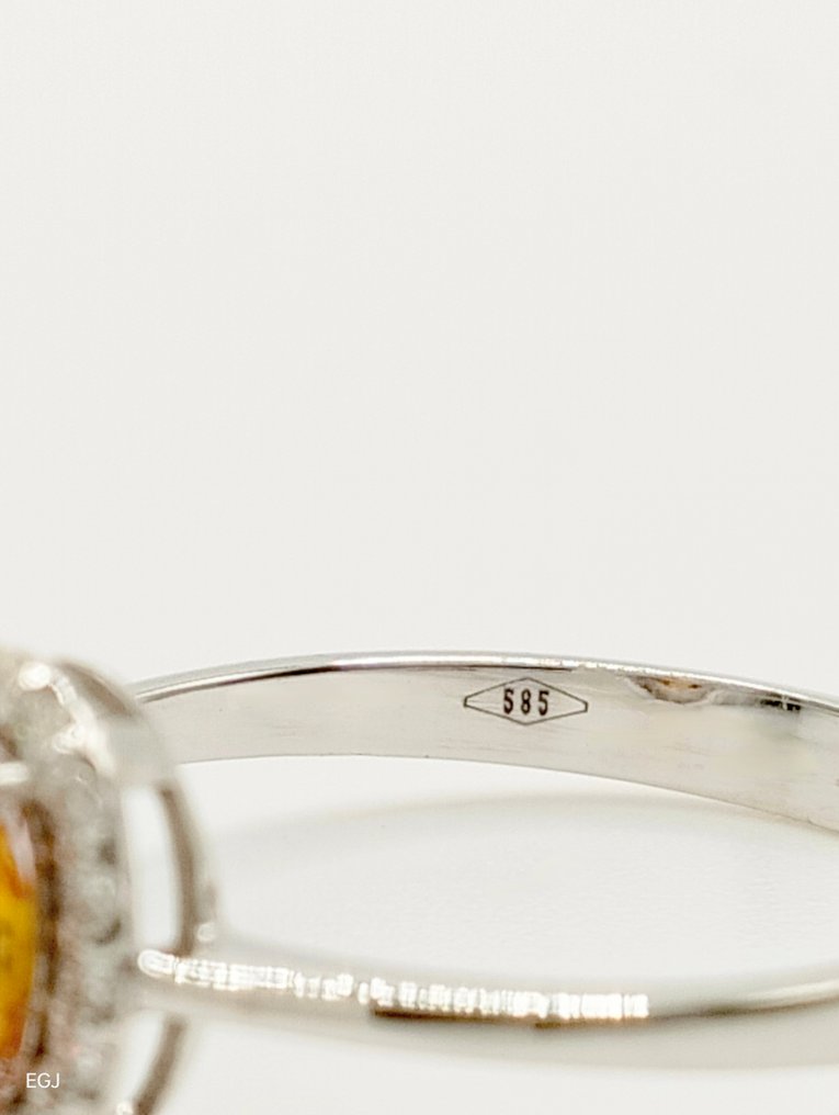 沒有保留價 - 戒指 - 14 克拉 白金 藍寶石 - 鉆石 #2.1