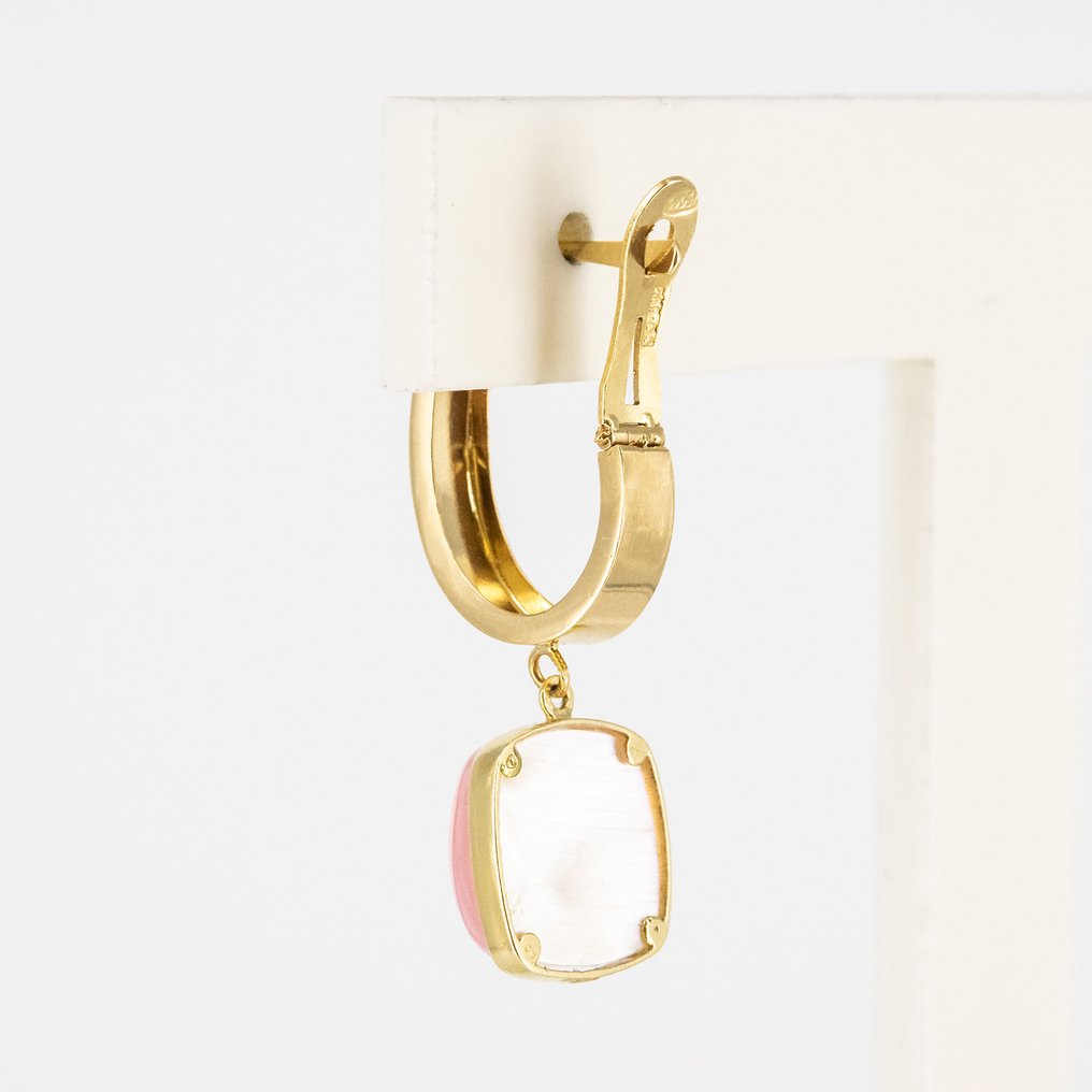 耳环 - 18K包金 黄金 石英 #4.3