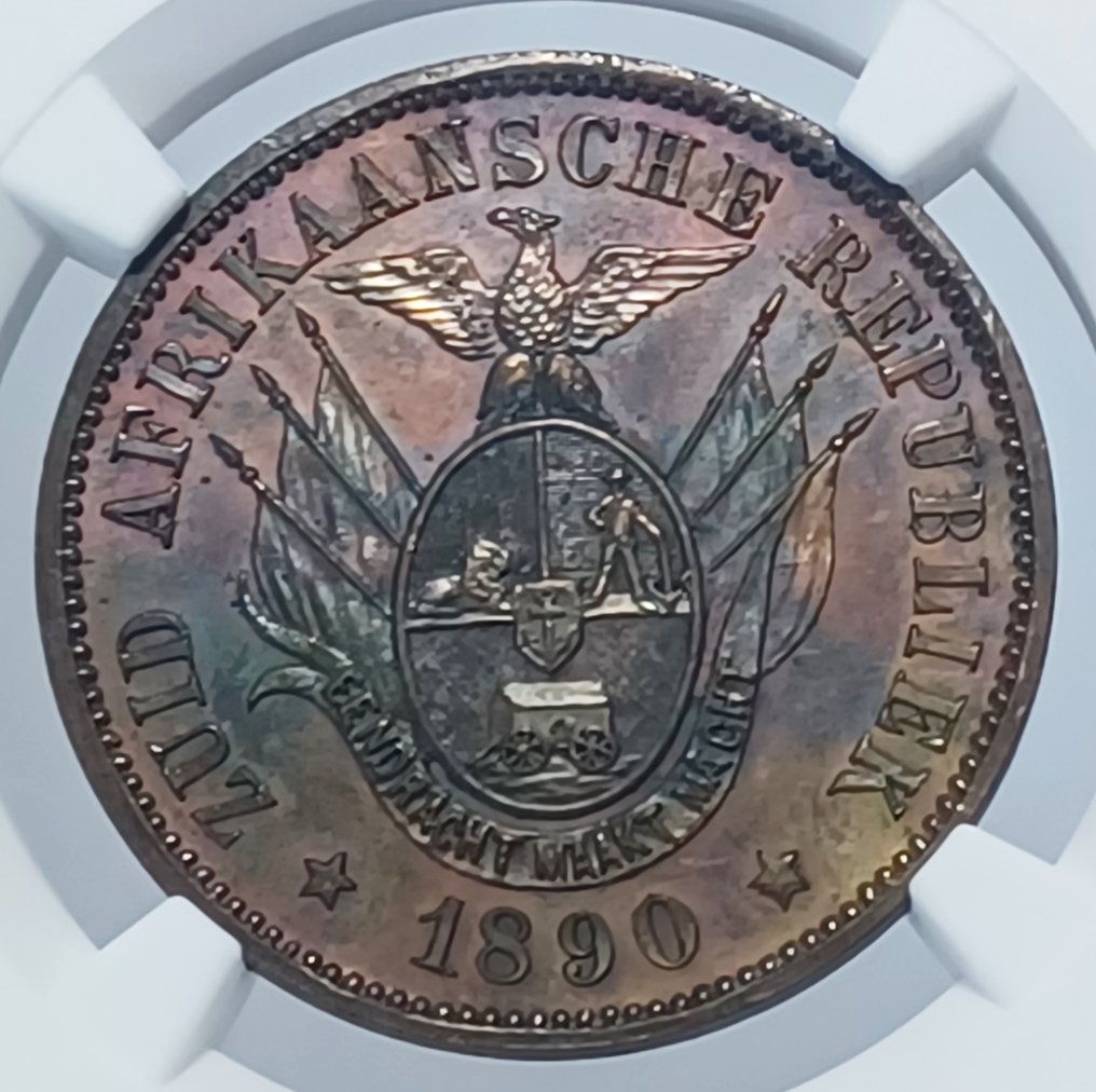 South Africa. 1 Penny 1890 ZAR Bronze NGC PF62BN Transvaal #3.2