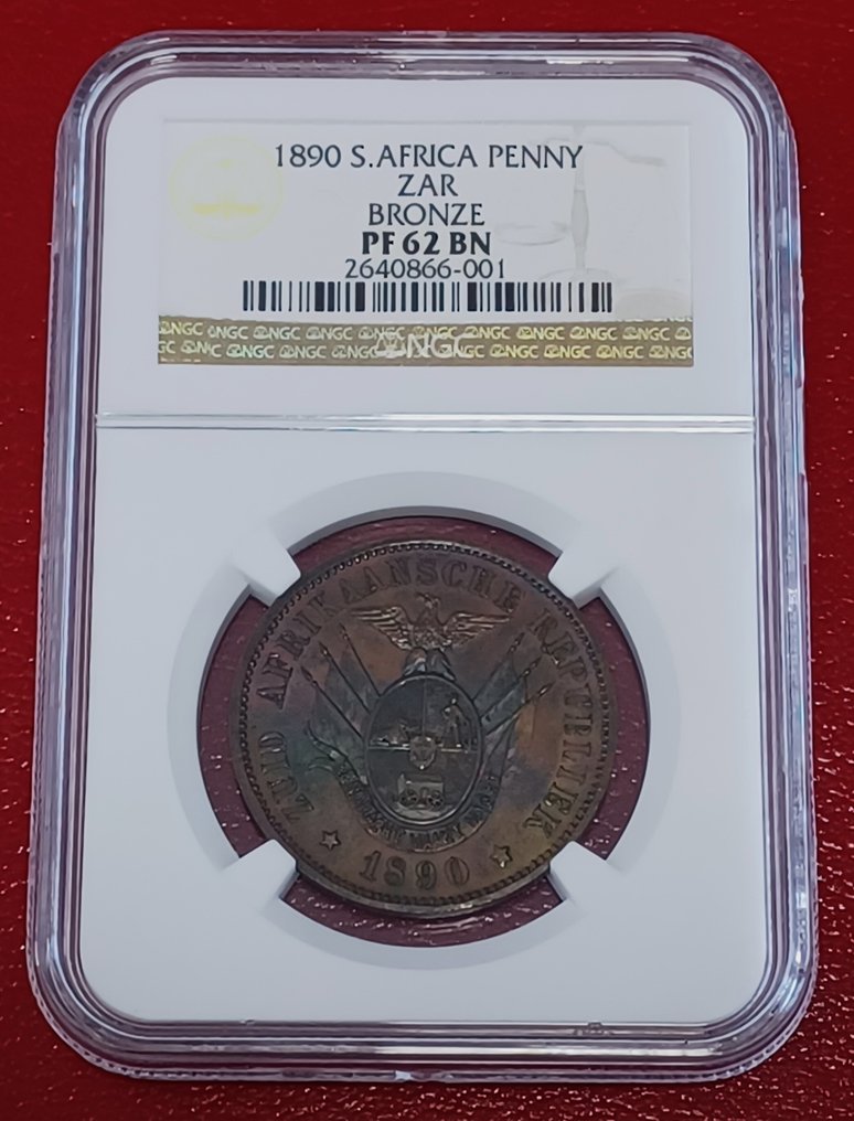 South Africa. 1 Penny 1890 ZAR Bronze NGC PF62BN Transvaal #1.0