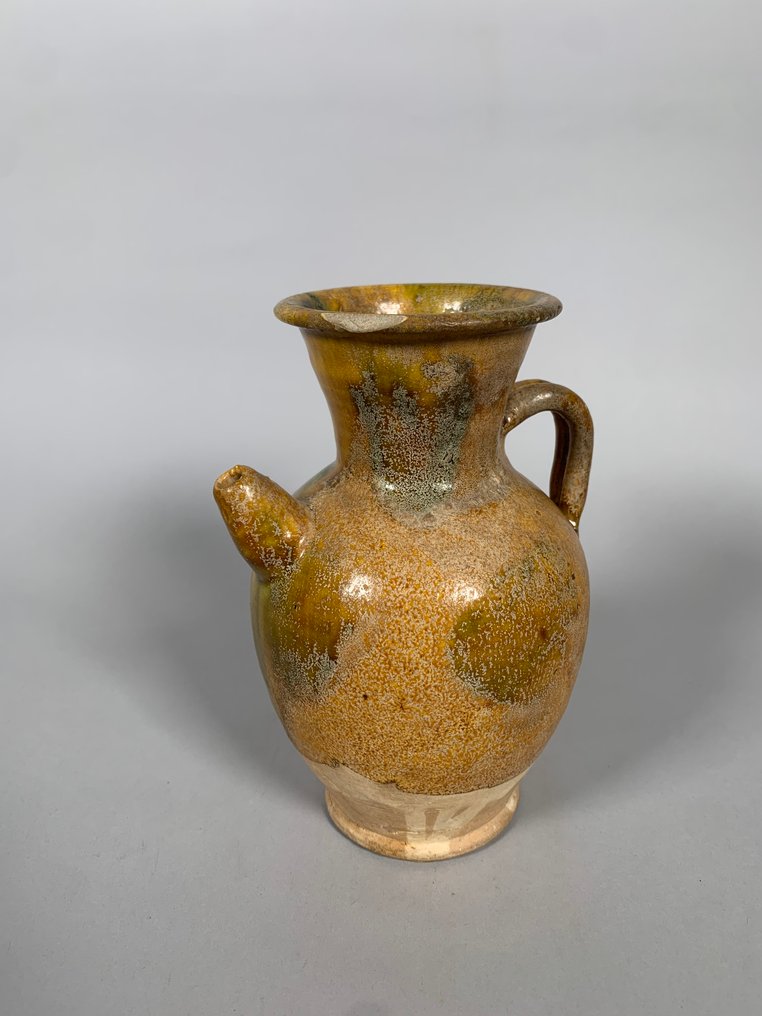 Chinois ancien, empire unifié des Tang Terre cuite Verseuse Sancai - 18 cm #3.2