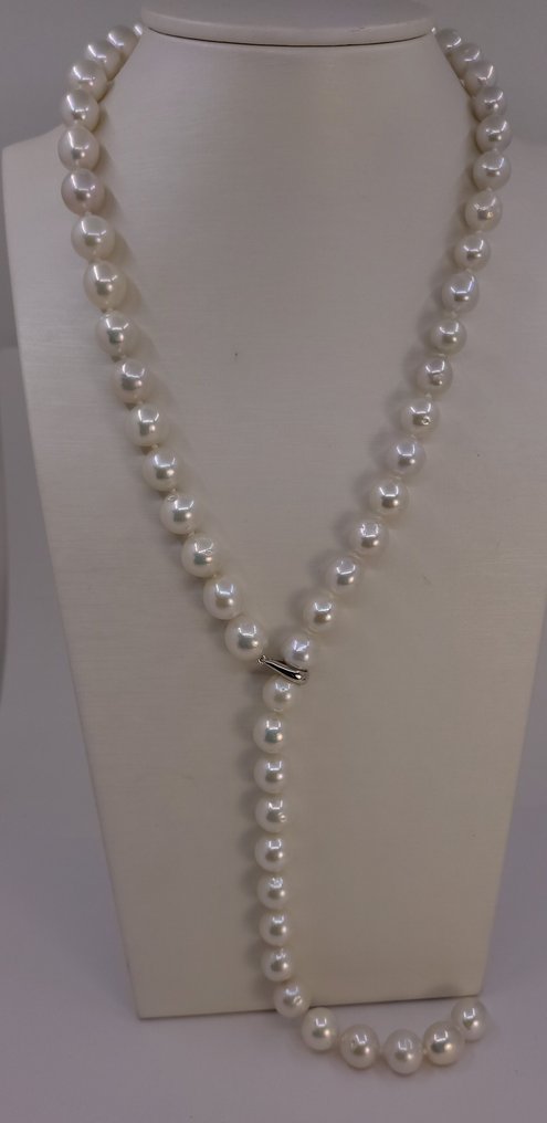 Senza prezzo di riserva - Collana Argento - Perle Edison da 9x11,5 mm #1.0