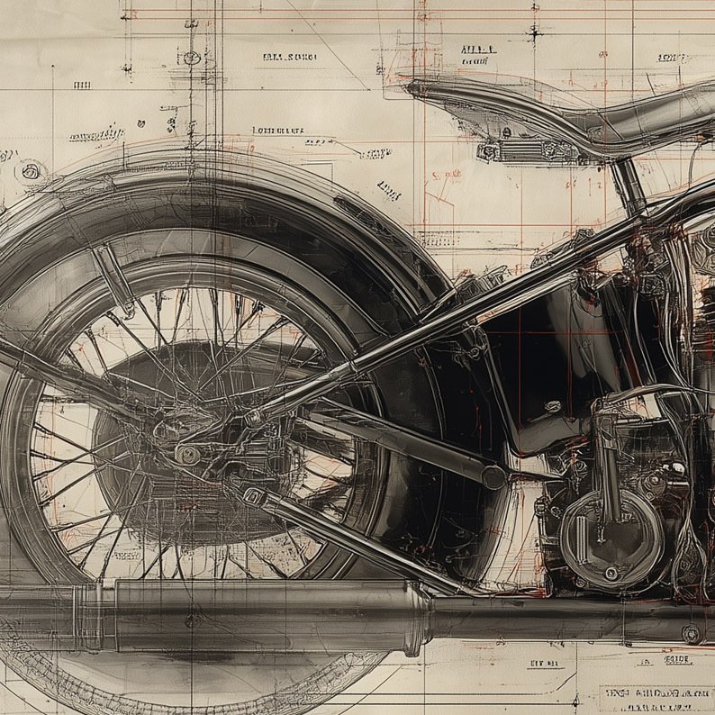 Artxlife - Harley-Davidson EL. Knucklehead Leonardo Study Drawings [XXL] #4.3