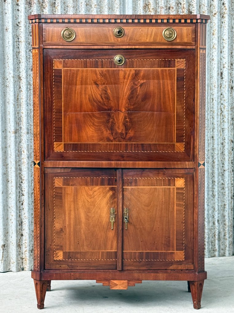 Sekretarzyk z opuszczanym blatem - Buro, bureau, klepburo, klepbureau, sekretarzyk z opuszczanym blatem - Bloem mahoniu - Ręcznie polerowane #3.2