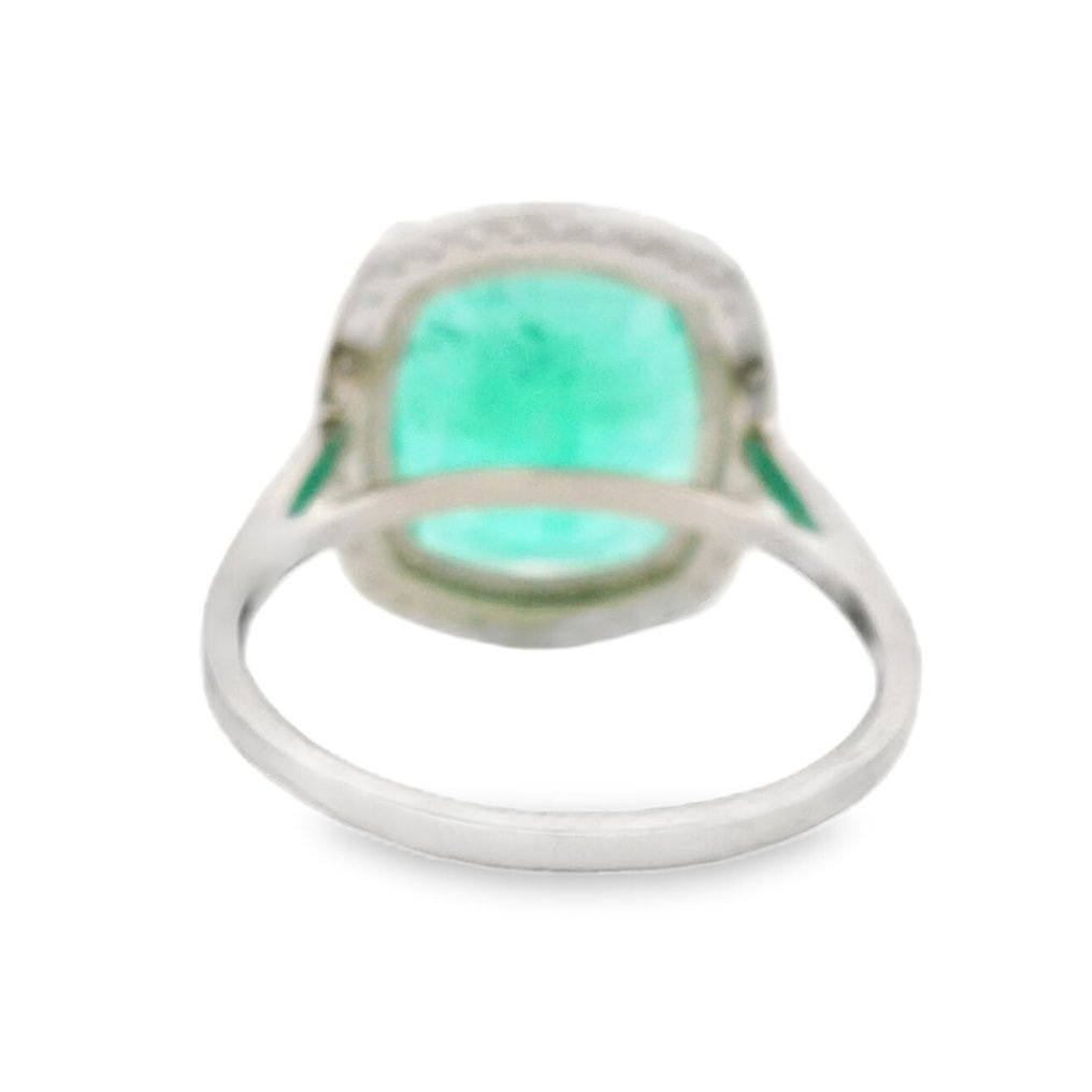 Bague Platine - 6.44ct. tw. Émeraude - Diamant - Vert transparent #1.0