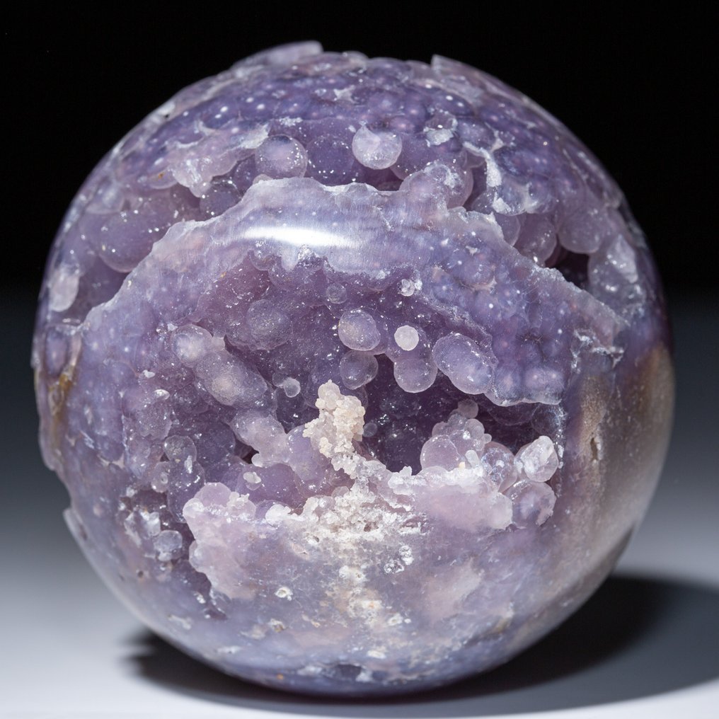 Grape Agate - Botryoidal kule fra Indonesia - liten kule av lilla kvarts med en botryoidal - Høyde: 75 mm - Bredde: 75 mm- 499 g #1.0