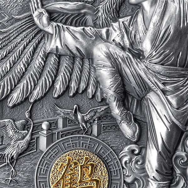 Niue. 5 Dollars 2022 Martial Arts Styles - Shaolin Kung Fu Crane 2 Oz Antique finish (.999) #2.1