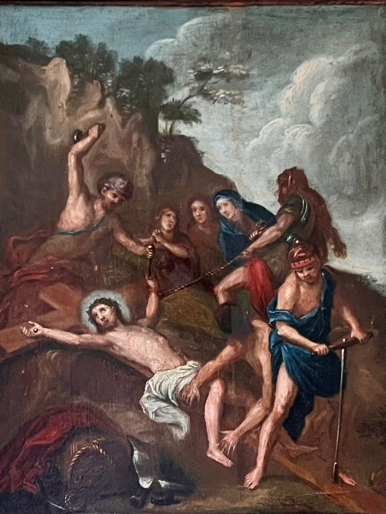 Italiaanse school (XVI) - École italienne vers 1650 La mise en croix du Christ #1.0