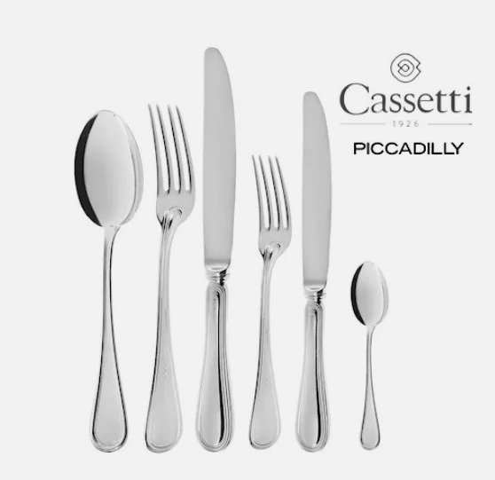 Cassetti, Argentiere Firenze - Cutlery set for 12 (74) - Model 'Piccadilly' - new, never used, in original box with certificate, 1970s. - Silver League #1.0