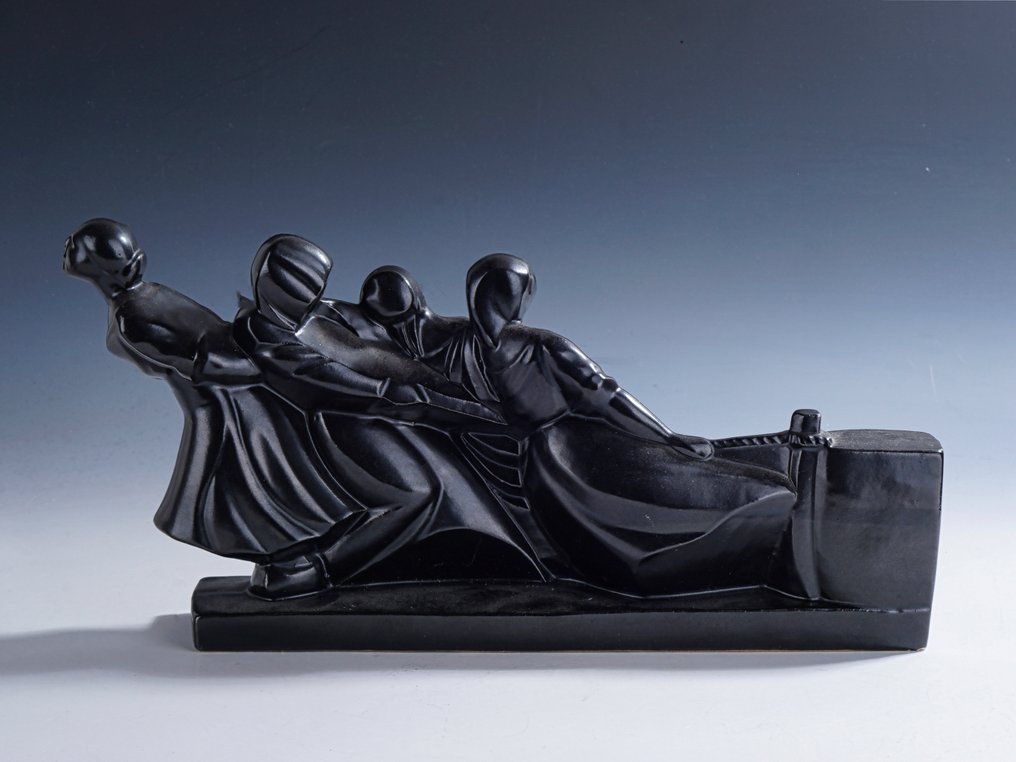 Louis Fontinelle - Γλυπτό, 'Femmes tirant une barque' • 1928 - 18.5 cm - Αγγειοπλαστική #1.0