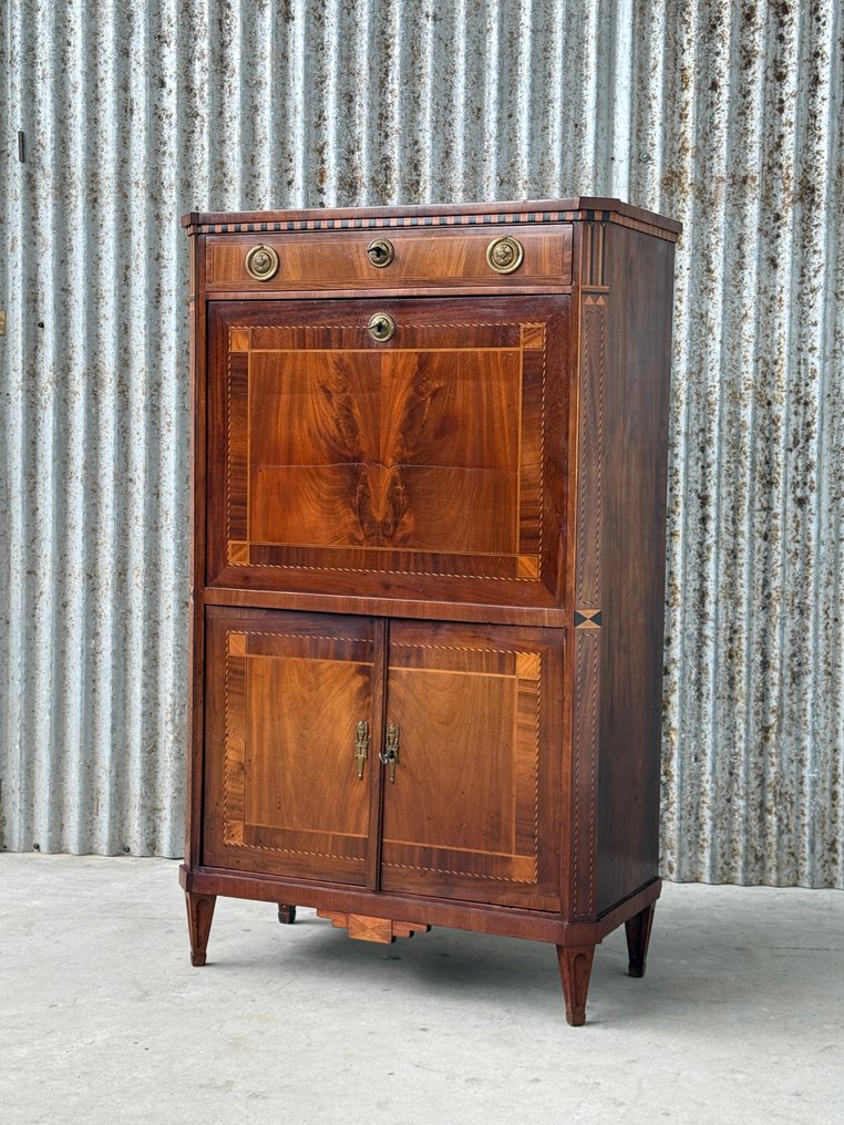 Sekretarzyk z opuszczanym blatem - Buro, bureau, klepburo, klepbureau, sekretarzyk z opuszczanym blatem - Bloem mahoniu - Ręcznie polerowane #1.0