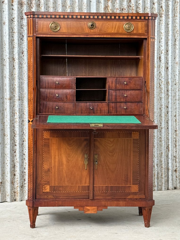 Sekretarzyk z opuszczanym blatem - Buro, bureau, klepburo, klepbureau, sekretarzyk z opuszczanym blatem - Bloem mahoniu - Ręcznie polerowane #4.3