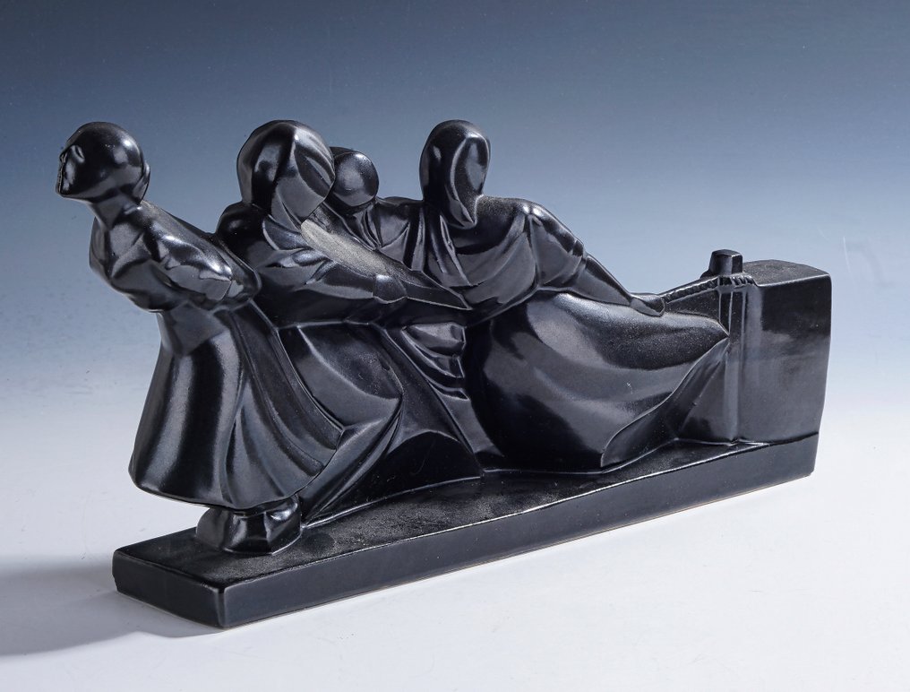 Louis Fontinelle - Γλυπτό, 'Femmes tirant une barque' • 1928 - 18.5 cm - Αγγειοπλαστική #2.1