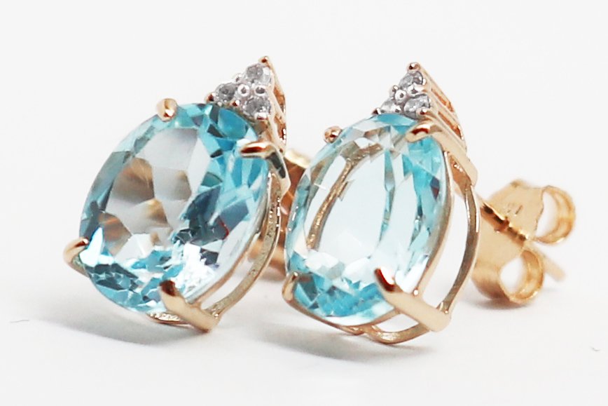 没有保留价 - 耳环 - 14K包金 黄金 黄宝石 - 钻石 #2.1