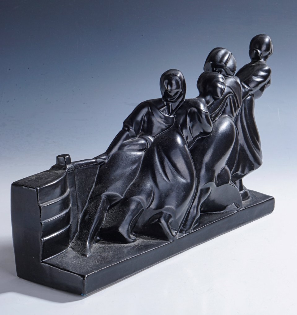 Louis Fontinelle - Γλυπτό, 'Femmes tirant une barque' • 1928 - 18.5 cm - Αγγειοπλαστική #3.2
