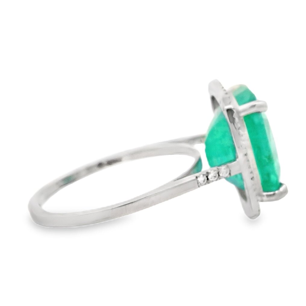 Bague Platine - 6.44ct. tw. Émeraude - Diamant - Vert transparent #4.3