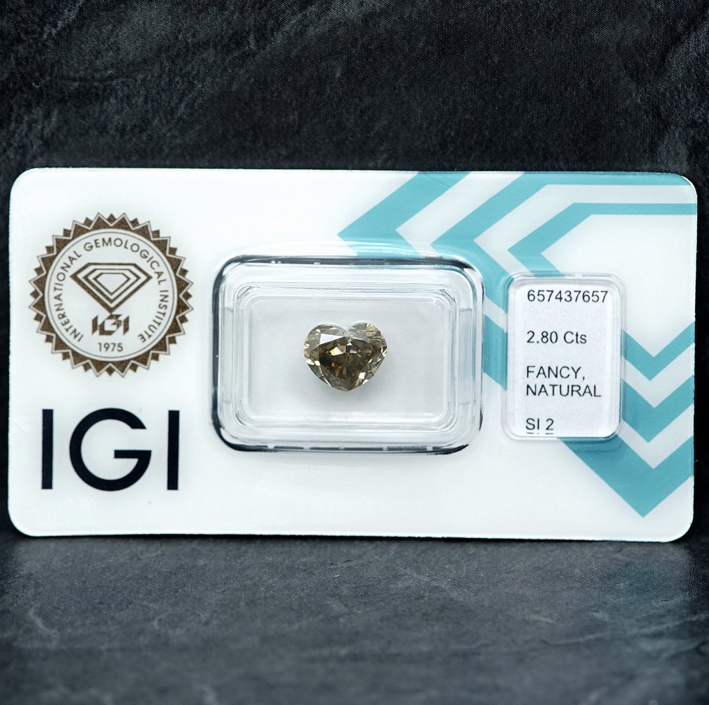 Ei pohjahintaa - 1 pcs Timantti (Luonnonvärinen) - 2.80 ct - Sydän - Fancy Rusehtava Keltainen - SI2 - Kansainvälinen gemologinen instituutti (IGI) #1.0