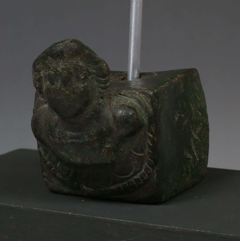 Ókori Római, Birodalom Bronz Fiúfej applikáció (kocsi vagy bútor). Spanyol exportengedély. - 53 mm #2.1