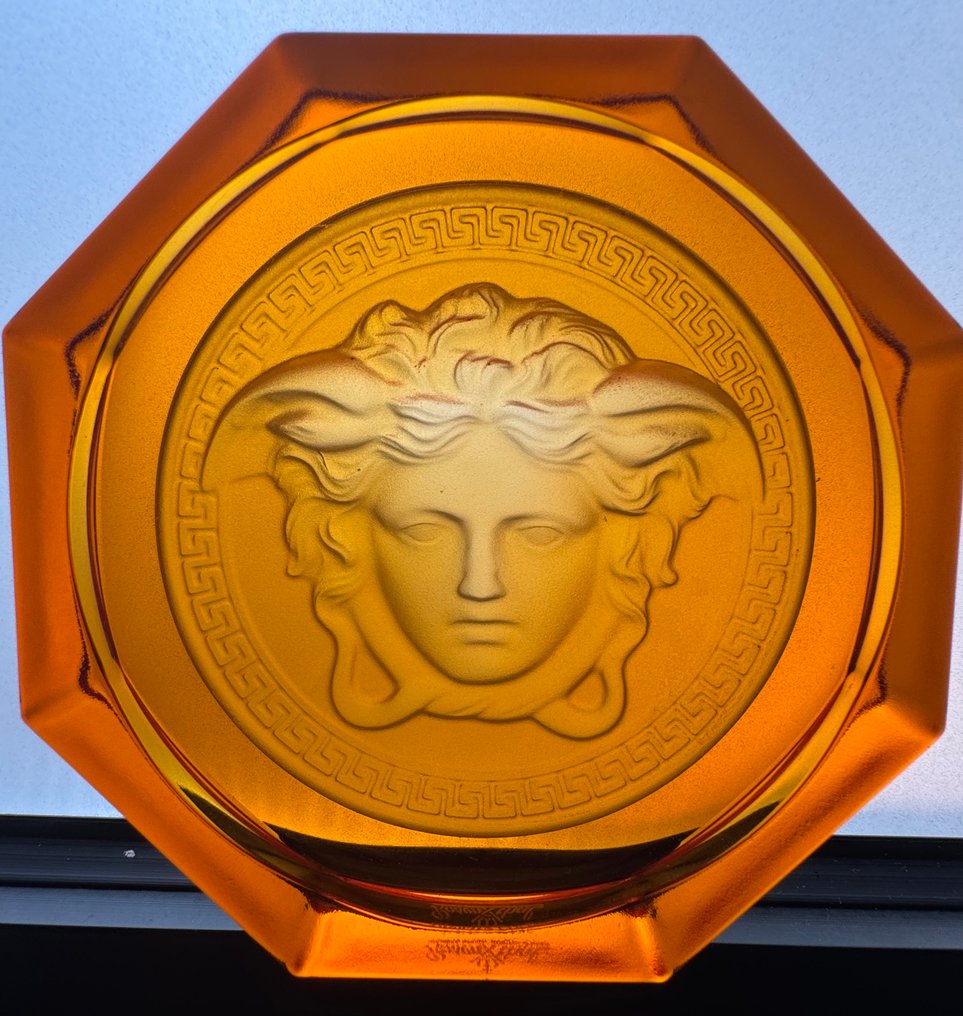 Versace - 瓶墊 - 范思哲羅森塔爾美杜莎琥珀橙色玻璃杯墊，附盒子。 #4.3