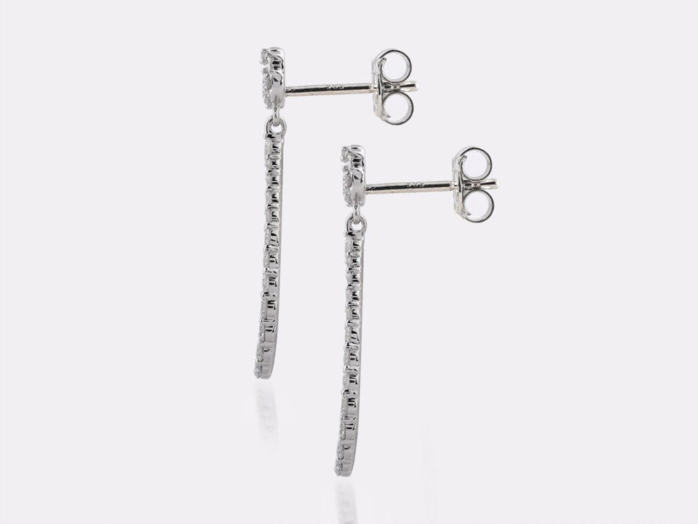 Nincs minimálár - Drop fülbevaló - 14 kt. Fehér arany - 1.56ct. tw. Gyémánt (Laboratóriumban előállított) #3.2