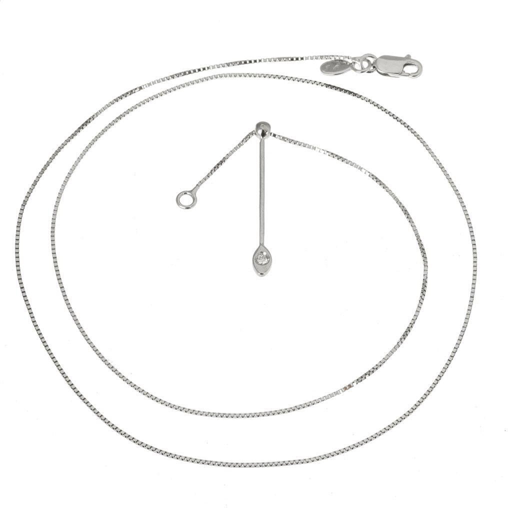 吊墜頸鏈 - 18 克拉 白金 鉆石 (天然)  #1.0