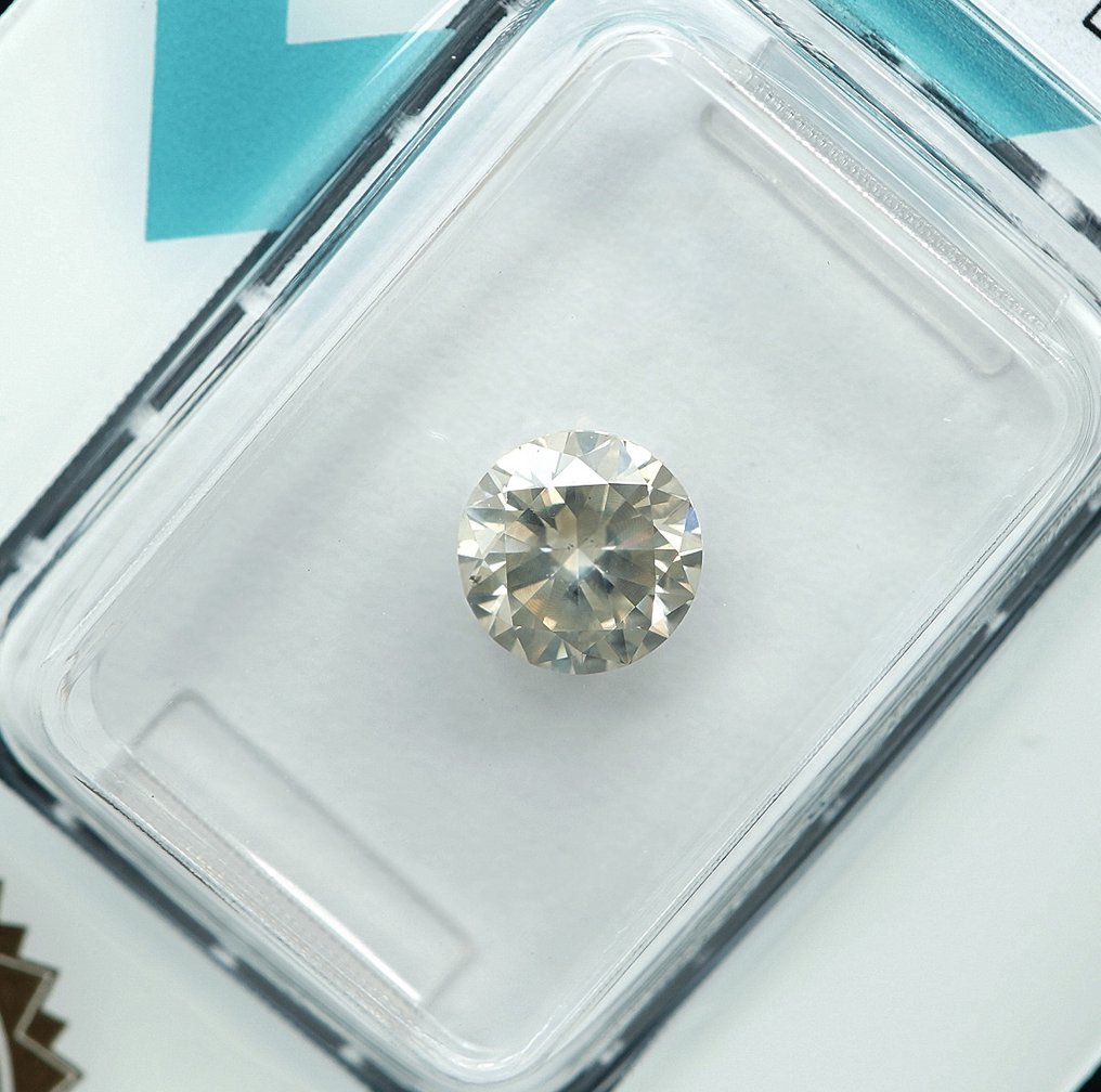 1 pcs 钻石 (天然色彩的) - 1.01 ct - 圆形 - Fancy light 稍帶灰色的 黄色 - I1 内含一级 - 国际宝石研究院(IGI) #3.2