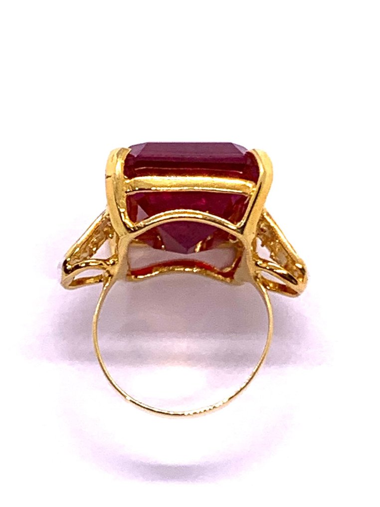 χωρίς τιμή ασφαλείας - Statement δαχτυλίδι - 9 kt. Κίτρινο χρυσό, Ασημί Ρουμπίνι - Διαμάντι #4.3