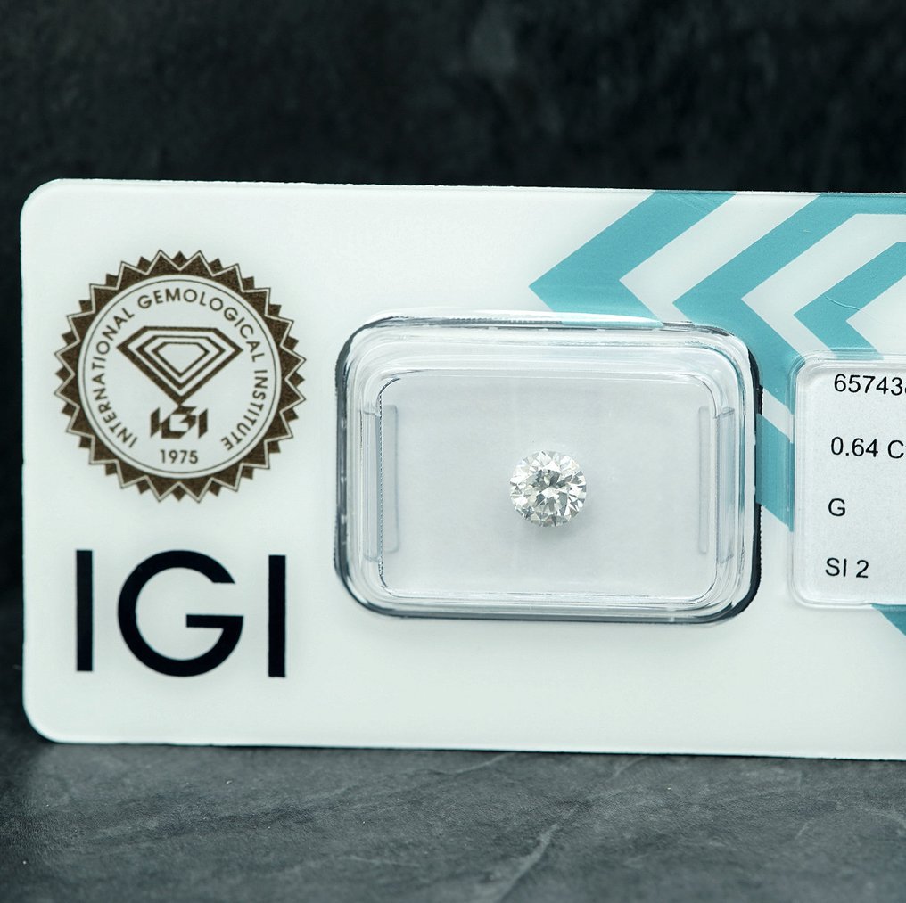 1 pcs 钻石 (天然) - 0.64 ct - 圆形 - G - SI2 微内含二级 - 国际宝石研究院(IGI) #2.1