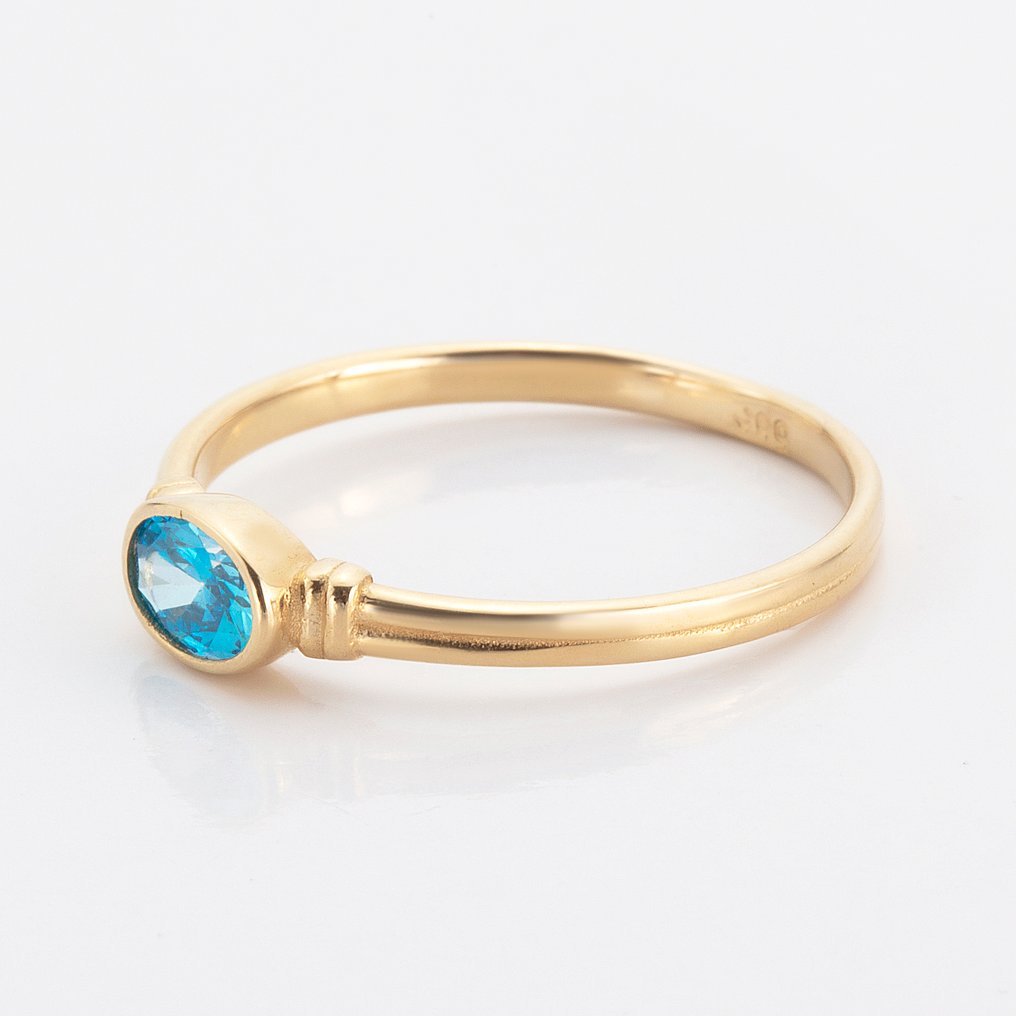 Senza Prezzo di Riserva - Anello - 14 carati Oro giallo -  0.40ct. tw. Topazio - Anello in oro con topazio blu ovale #4.3