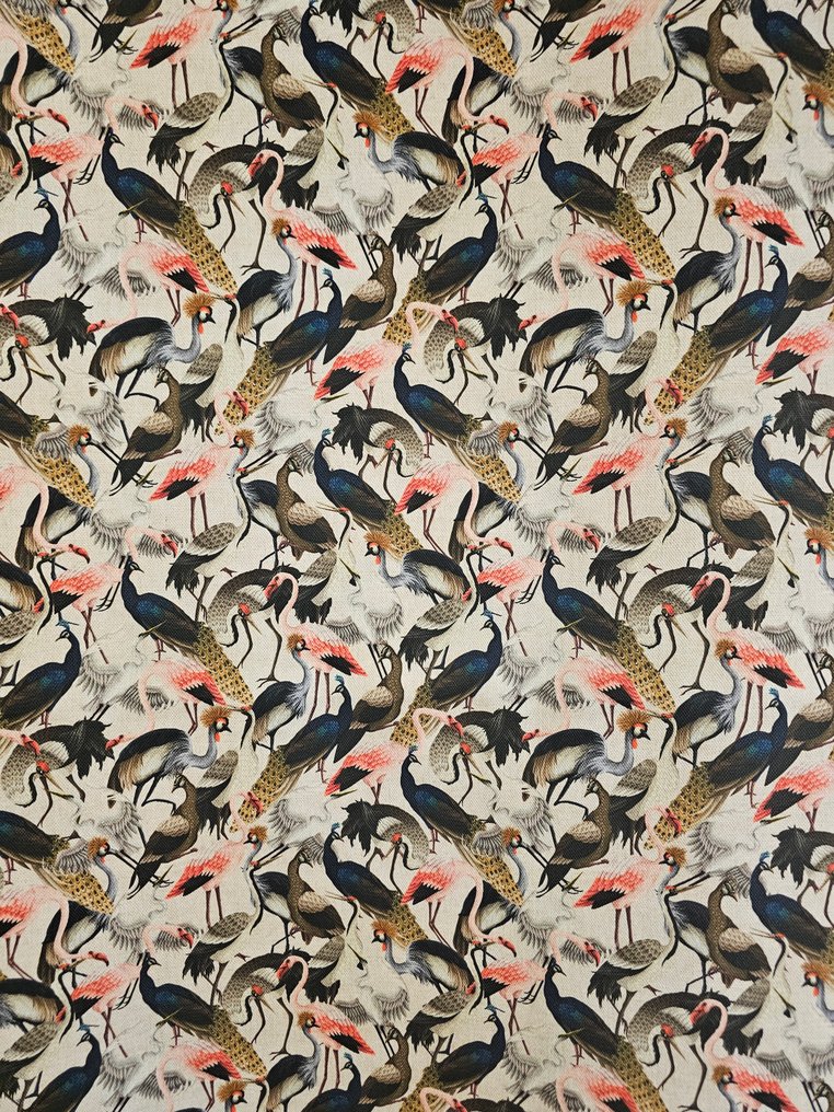 Ingen reservasjon! Ny! Tessuto "Flamingo and peacocks Paradise" Bohemisk design - Kunstnerisk - Tekstil - 200 cm - 280 cm #4.3