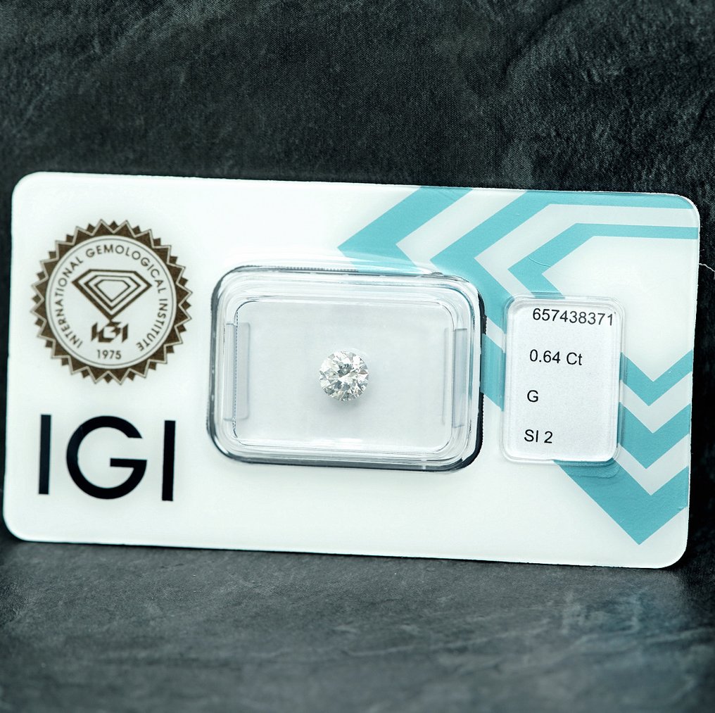 1 pcs 钻石 (天然) - 0.64 ct - 圆形 - G - SI2 微内含二级 - 国际宝石研究院(IGI) #1.0