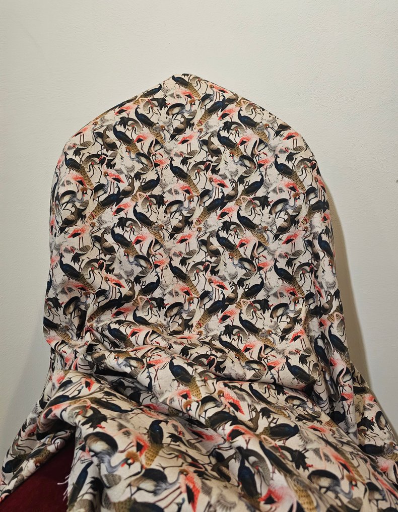 Ingen reservasjon! Ny! Tessuto "Flamingo and peacocks Paradise" Bohemisk design - Kunstnerisk - Tekstil - 200 cm - 280 cm #3.2