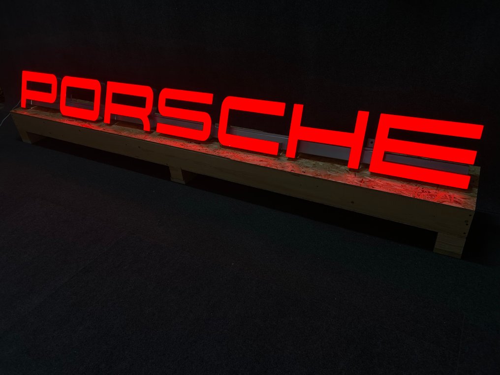 Grande Insegna Luminosa Porsche - Insegna pubblicitaria retroilluminata - porsche - Acciaio, Alluminio, plexiglas #2.1