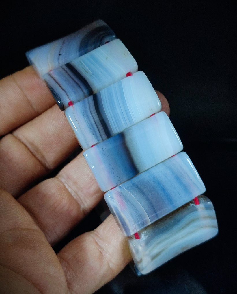 Smukt sjældent scenisk dendritisk agat armbånd i rød gaveæske, fri fragt - Armbånd #2.1